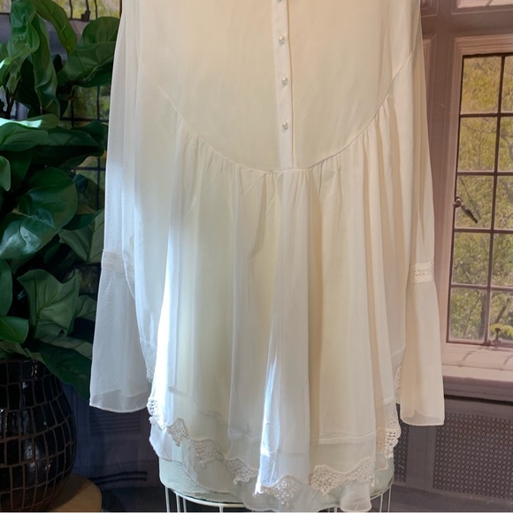 Indigo Thread Co Lace Embroidery Embroidered Off White Flowy Fancy Boho - Picture 4 of 15